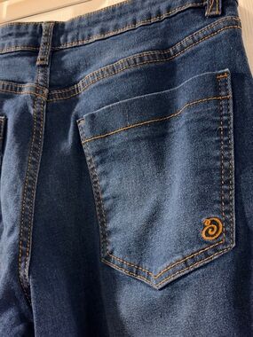 Women’s Dark Blue Flare Leg Denim with Contrast Stitching
